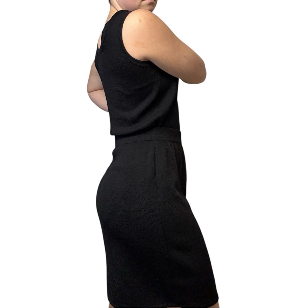 St. John Basics 2 Piece Set Tank Top Skirt Black Small 8 Santana Knit Stretch - Picture 4 of 15